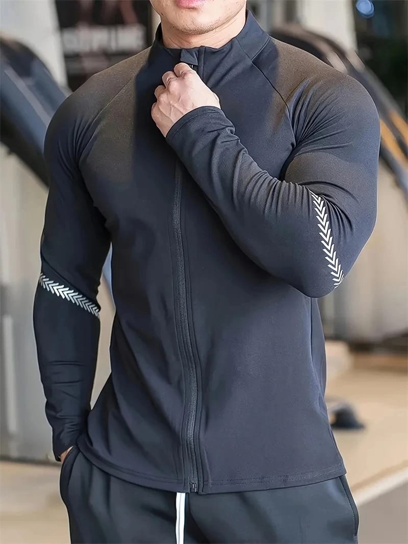 Campera deportiva hombre compresión nylon secado rápido